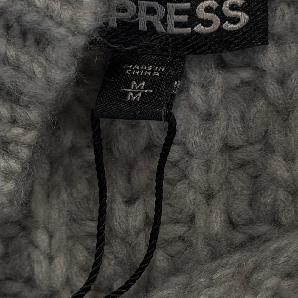 Express Medium Gray Cold Shoulder Cable Knit Swea… - image 8